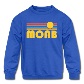 Moab, Utah Youth Sweatshirt - Retro Sunrise Youth Moab Crewneck Sweatshirt