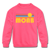 Moab, Utah Youth Sweatshirt - Retro Sunrise Youth Moab Crewneck Sweatshirt - neon pink