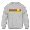 Lake of the Ozarks, Missouri Youth Sweatshirt - Retro Sunrise Youth Lake of the Ozarks Crewneck Sweatshirt - heather gray