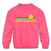 North Carolina Youth Sweatshirt - Retro Sunrise Youth North Carolina Crewneck Sweatshirt - neon pink