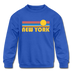 New York, New York Youth Sweatshirt - Retro Sunrise Youth New York Crewneck Sweatshirt - royal blue