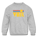Vail, Colorado Youth Sweatshirt - Retro Sunrise Youth Vail Crewneck Sweatshirt - heather gray