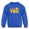 Vail, Colorado Youth Sweatshirt - Retro Sunrise Youth Vail Crewneck Sweatshirt - royal blue