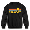 Vermont Youth Sweatshirt - Retro Sunrise Youth Vermont Crewneck Sweatshirt - black