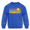 Vermont Youth Sweatshirt - Retro Sunrise Youth Vermont Crewneck Sweatshirt - royal blue