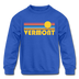 Vermont Youth Sweatshirt - Retro Sunrise Youth Vermont Crewneck Sweatshirt - royal blue