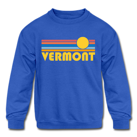 Vermont Youth Sweatshirt - Retro Sunrise Youth Vermont Crewneck Sweatshirt