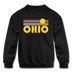 Ohio Youth Sweatshirt - Retro Sunrise Youth Ohio Crewneck Sweatshirt - black
