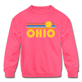 Ohio Youth Sweatshirt - Retro Sunrise Youth Ohio Crewneck Sweatshirt