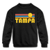 Tampa, Florida Youth Sweatshirt - Retro Sunrise Youth Tampa Crewneck Sweatshirt - black