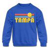 Tampa, Florida Youth Sweatshirt - Retro Sunrise Youth Tampa Crewneck Sweatshirt