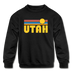 Utah Youth Sweatshirt - Retro Sunrise Youth Utah Crewneck Sweatshirt - black