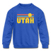 Utah Youth Sweatshirt - Retro Sunrise Youth Utah Crewneck Sweatshirt - royal blue