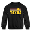 Texas Youth Sweatshirt - Retro Sunrise Youth Texas Crewneck Sweatshirt - black