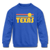 Texas Youth Sweatshirt - Retro Sunrise Youth Texas Crewneck Sweatshirt - royal blue