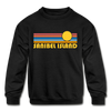 Sanibel Island, Florida Youth Sweatshirt - Retro Sunrise Youth Sanibel Island Crewneck Sweatshirt - black
