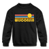 Wisconsin Youth Sweatshirt - Retro Sunrise Youth Wisconsin Crewneck Sweatshirt - black
