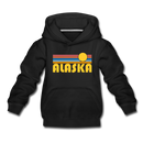 Alaska Youth Hoodie - Retro Sunrise Youth Alaska Hooded Sweatshirt - black