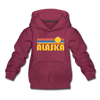 Alaska Youth Hoodie - Retro Sunrise Youth Alaska Hooded Sweatshirt - burgundy
