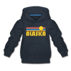 Alaska Youth Hoodie - Retro Sunrise Youth Alaska Hooded Sweatshirt - navy