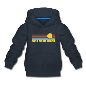 Anna Maria Island, Florida Youth Hoodie - Retro Sunrise Youth Anna Maria Island Hooded Sweatshirt - navy