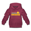Arizona Youth Hoodie - Retro Sunrise Youth Arizona Hooded Sweatshirt - burgundy