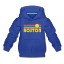 Boston, Massachusetts Youth Hoodie - Retro Sunrise Youth Boston Hooded Sweatshirt - royal blue