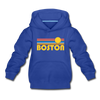 Boston, Massachusetts Youth Hoodie - Retro Sunrise Youth Boston Hooded Sweatshirt - royal blue