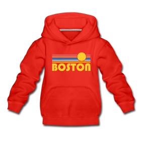 Boston, Massachusetts Youth Hoodie - Retro Sunrise Youth Boston Hooded Sweatshirt