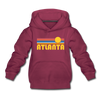 Atlanta, Georgia Youth Hoodie - Retro Sunrise Youth Atlanta Hooded Sweatshirt - burgundy