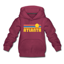 Atlanta, Georgia Youth Hoodie - Retro Sunrise Youth Atlanta Hooded Sweatshirt - burgundy