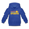 Atlanta, Georgia Youth Hoodie - Retro Sunrise Youth Atlanta Hooded Sweatshirt - royal blue