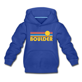 Boulder, Colorado Youth Hoodie - Retro Sunrise Youth Boulder Hooded Sweatshirt