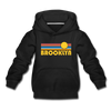 Brooklyn, New York Youth Hoodie - Retro Sunrise Youth Brooklyn Hooded Sweatshirt - black