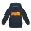 Brooklyn, New York Youth Hoodie - Retro Sunrise Youth Brooklyn Hooded Sweatshirt - navy