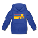 Austin, Texas Youth Hoodie - Retro Sunrise Youth Austin Hooded Sweatshirt - royal blue