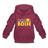 Boise, Idaho Youth Hoodie - Retro Sunrise Youth Boise Hooded Sweatshirt - burgundy