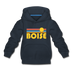 Boise, Idaho Youth Hoodie - Retro Sunrise Youth Boise Hooded Sweatshirt - navy