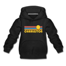 Charleston, South Carolina Youth Hoodie - Retro Sunrise Youth Charleston Hooded Sweatshirt - black