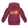 California Youth Hoodie - Retro Sunrise Youth California Hooded Sweatshirt - burgundy