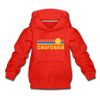 California Youth Hoodie - Retro Sunrise Youth California Hooded Sweatshirt - red