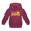 Denver, Colorado Youth Hoodie - Retro Sunrise Youth Denver Hooded Sweatshirt - burgundy