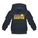 Denver, Colorado Youth Hoodie - Retro Sunrise Youth Denver Hooded Sweatshirt - navy