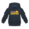 Denver, Colorado Youth Hoodie - Retro Sunrise Youth Denver Hooded Sweatshirt - navy