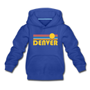 Denver, Colorado Youth Hoodie - Retro Sunrise Youth Denver Hooded Sweatshirt - royal blue