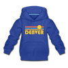 Denver, Colorado Youth Hoodie - Retro Sunrise Youth Denver Hooded Sweatshirt - royal blue