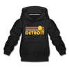 Detroit, Michigan Youth Hoodie - Retro Sunrise Youth Detroit Hooded Sweatshirt - black