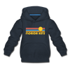 Florida Keys, Florida Youth Hoodie - Retro Sunrise Youth Florida Keys Hooded Sweatshirt - navy