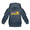 Florida Keys, Florida Youth Hoodie - Retro Sunrise Youth Florida Keys Hooded Sweatshirt - heather denim