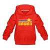Hawaii Youth Hoodie - Retro Sunrise Youth Hawaii Hooded Sweatshirt - red